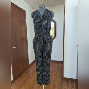 Popsugar Black/White Polka Dots Cotton Jumpsuit